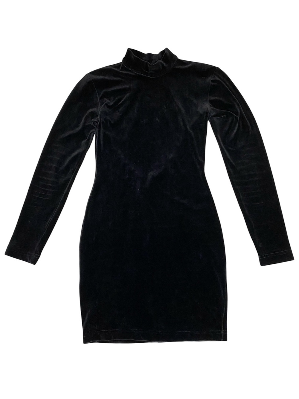 Vintage 90s Goth Contempo Casuals Black Velvet Open Back Bodycon Mini Dress M